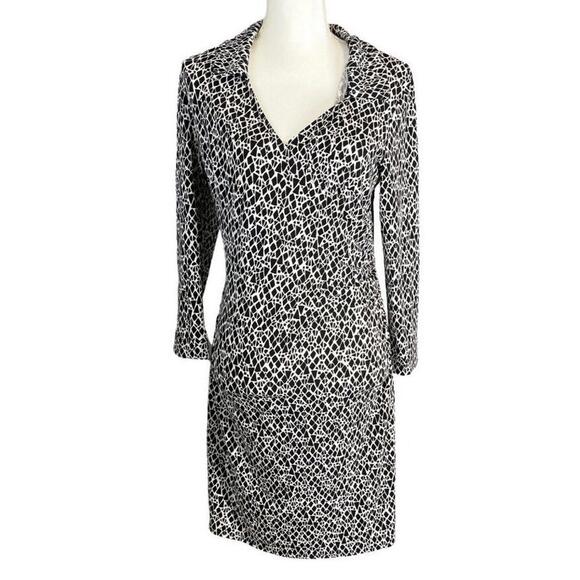 Dresses & Skirts - Laundry by Design Women's 8 Black White Geometric Print Wrap Midi Dress Cocktail